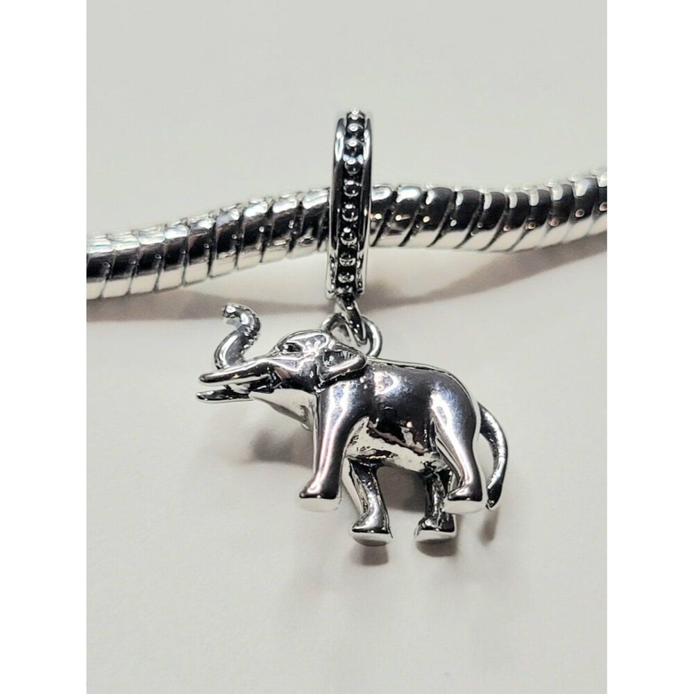 NWT! Elephant For Pandora Or Troll Charm Bracelet Silver Metal 3D Dangle Charm